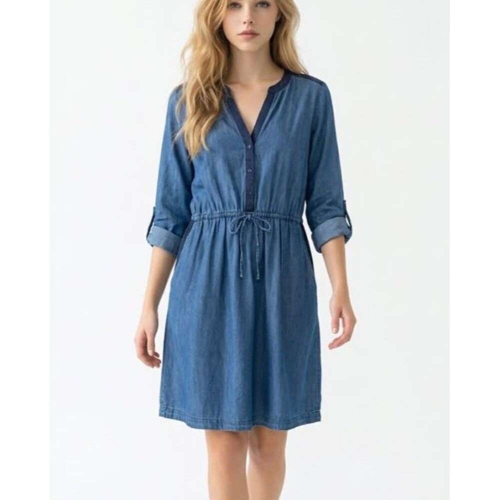 LANE BRYANT denim Chambray Long Sleeve Dress Size 18 Women Plus curvy